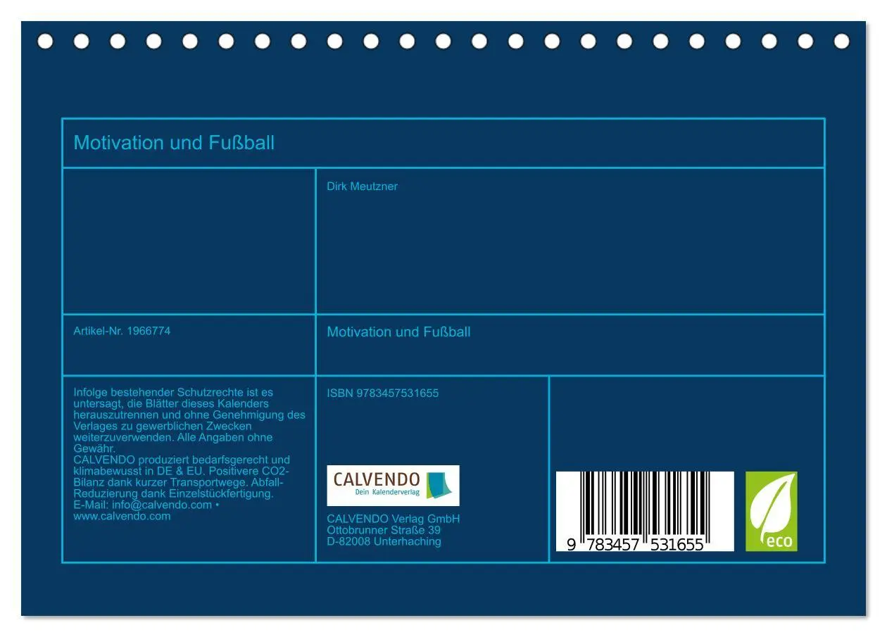 Bild: 9783457531655 | Motivation und Fußball (Tischkalender 2026 DIN A5 quer), CALVENDO...