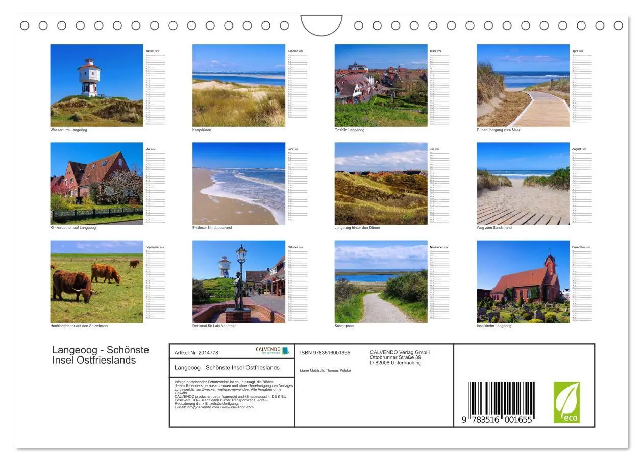 Bild: 9783516001655 | Langeoog - Schönste Insel Ostfrieslands (Wandkalender 2026 DIN A4...