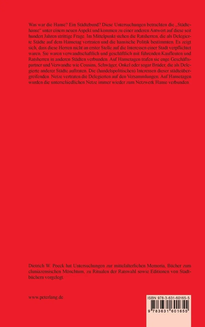 Rückseite: 9783631601655 | Die Herren der Hanse | Delegierte und Netzwerke | Dietrich W. Poeck