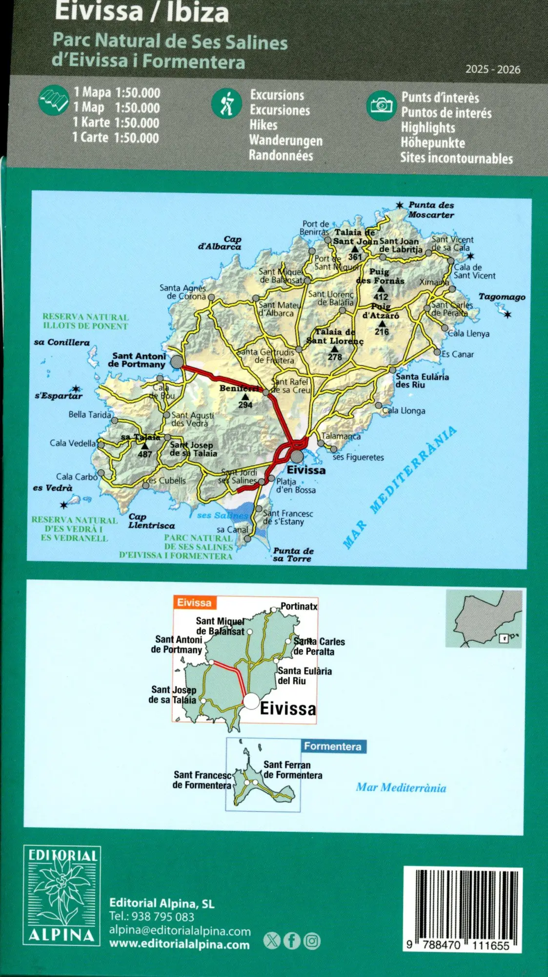 Bild: 9788470111655 | Eivissa / Ibiza | 1:50000 | (Land-)Karte | Spanisch | 2025
