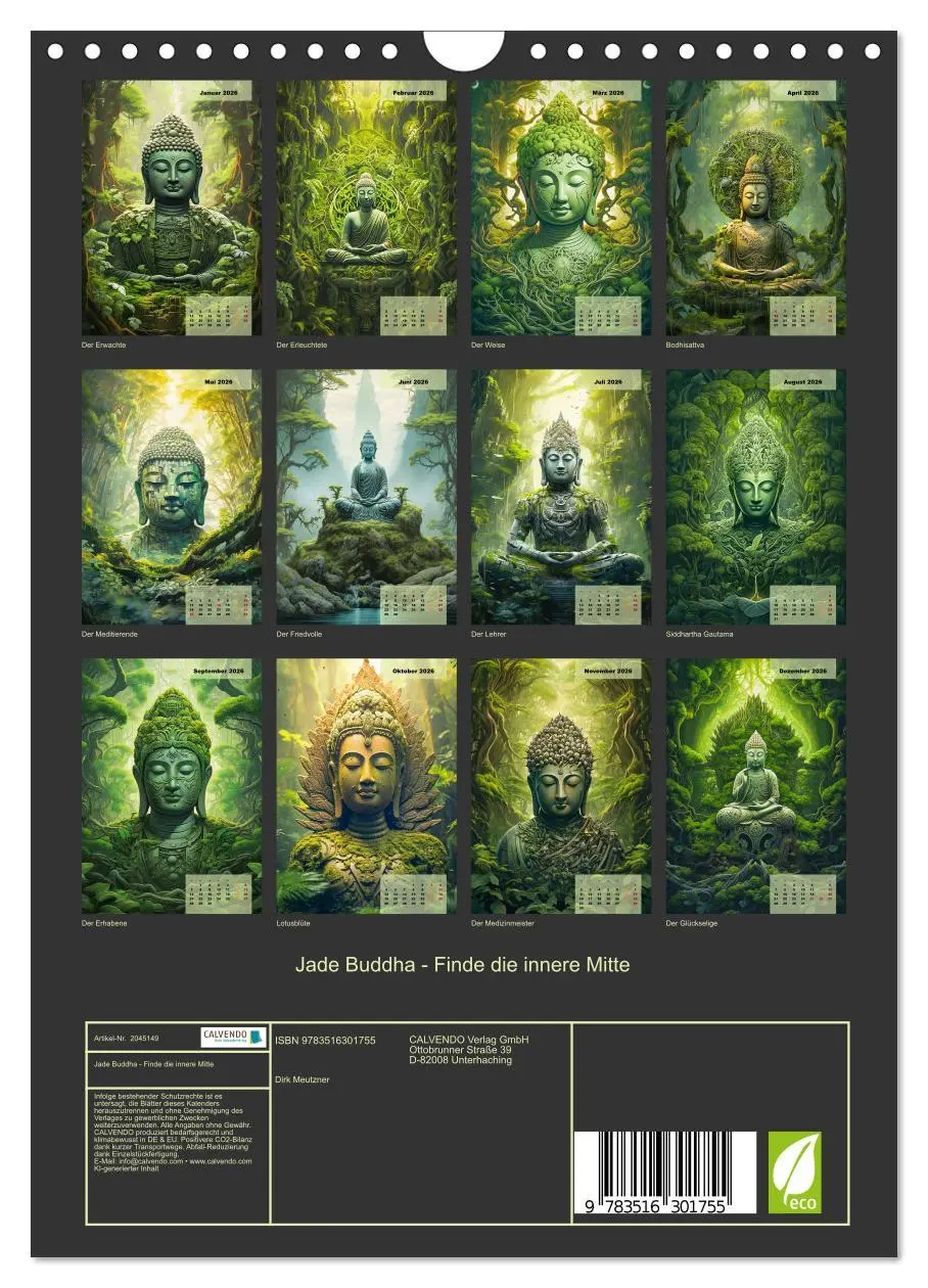 Bild: 9783516301755 | Jade Buddha - Finde die innere Mitte (Wandkalender 2026 DIN A4...