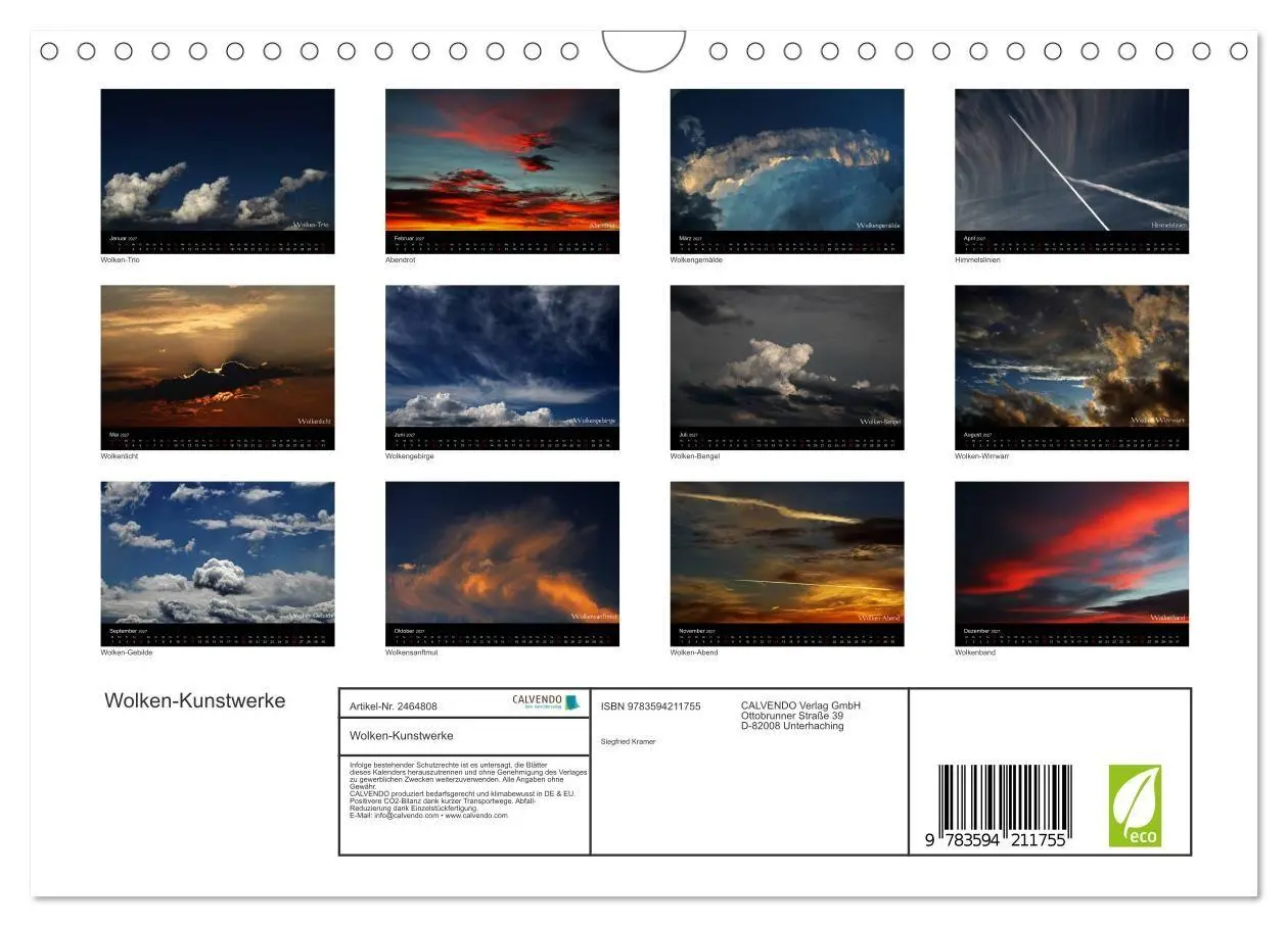Bild: 9783594211755 | Wolken-Kunstwerke (Wandkalender 2027 DIN A4 quer), CALVENDO...
