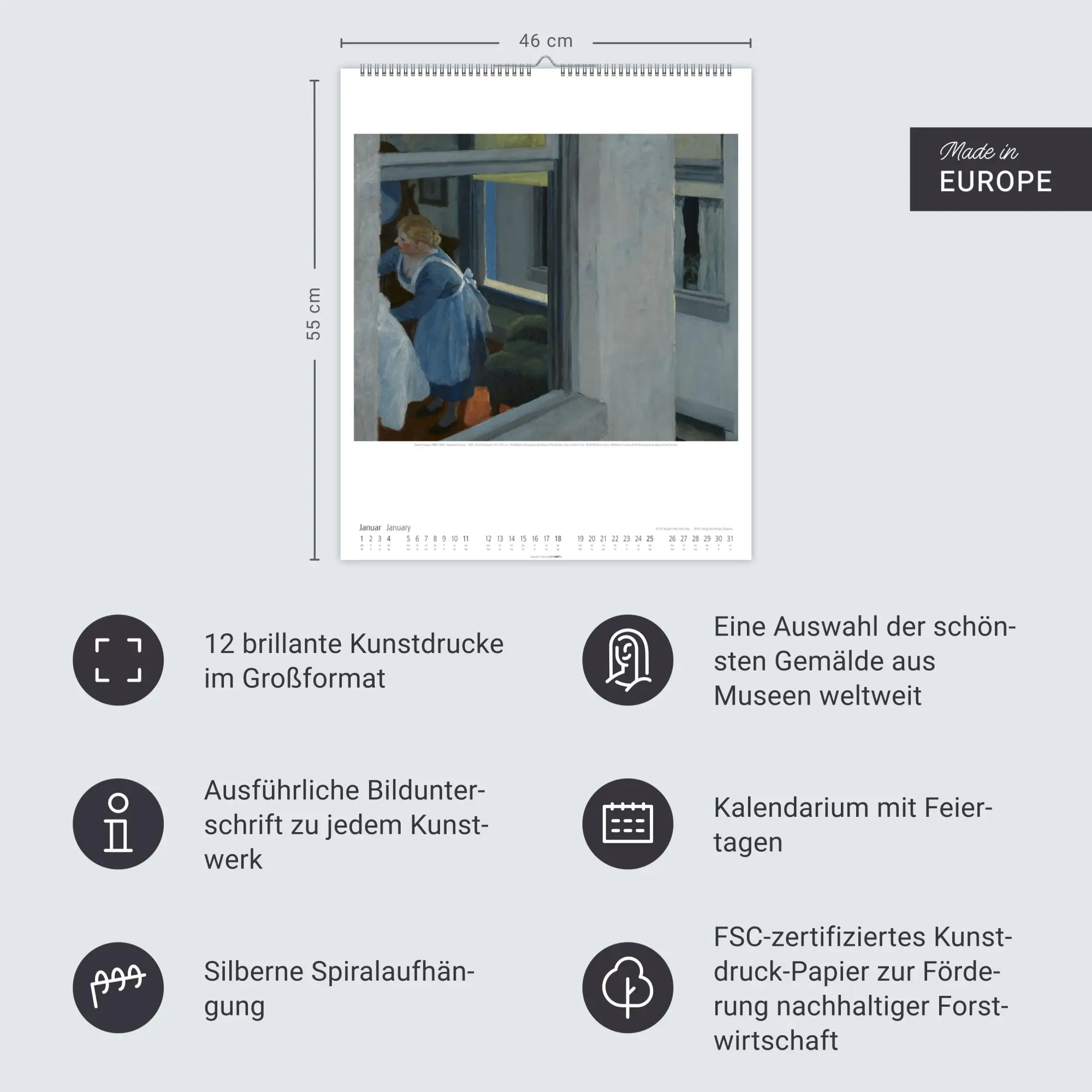 Bild: 9783839901755 | Edward Hopper Kalender 2026 | Edward Hopper | Kalender | Spiralbindung