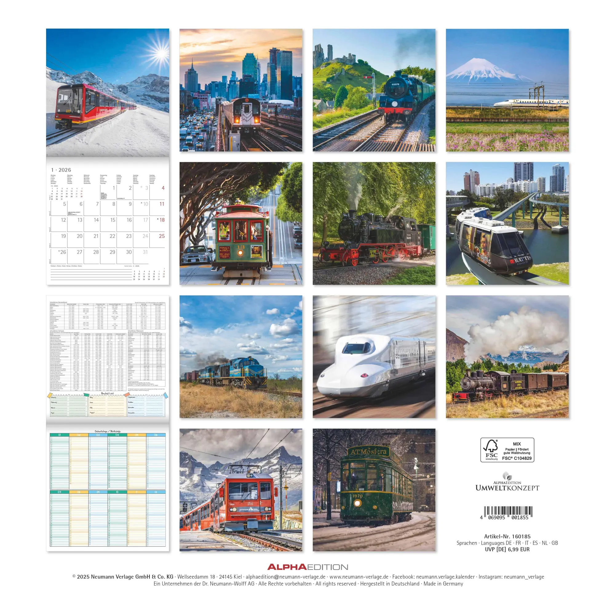 Rückseite: 4069095001855 | Eisenbahnen 2026 - Broschürenkalender 30x30 cm (30x60 geöffnet) -...