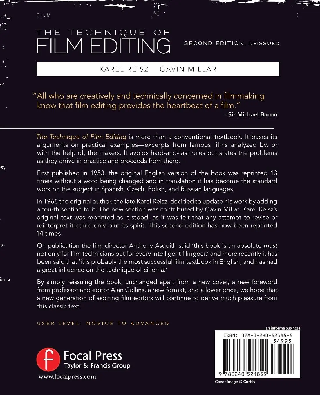Rückseite: 9780240521855 | Technique of Film Editing, Reissue of 2nd Edition | Reisz (u. a.)