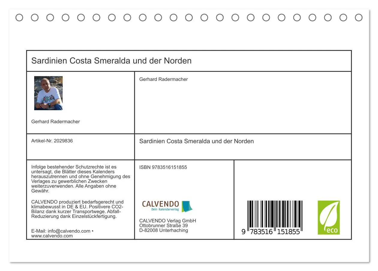 Bild: 9783516151855 | Sardinien Costa Smeralda und der Norden (Tischkalender 2026 DIN A5...