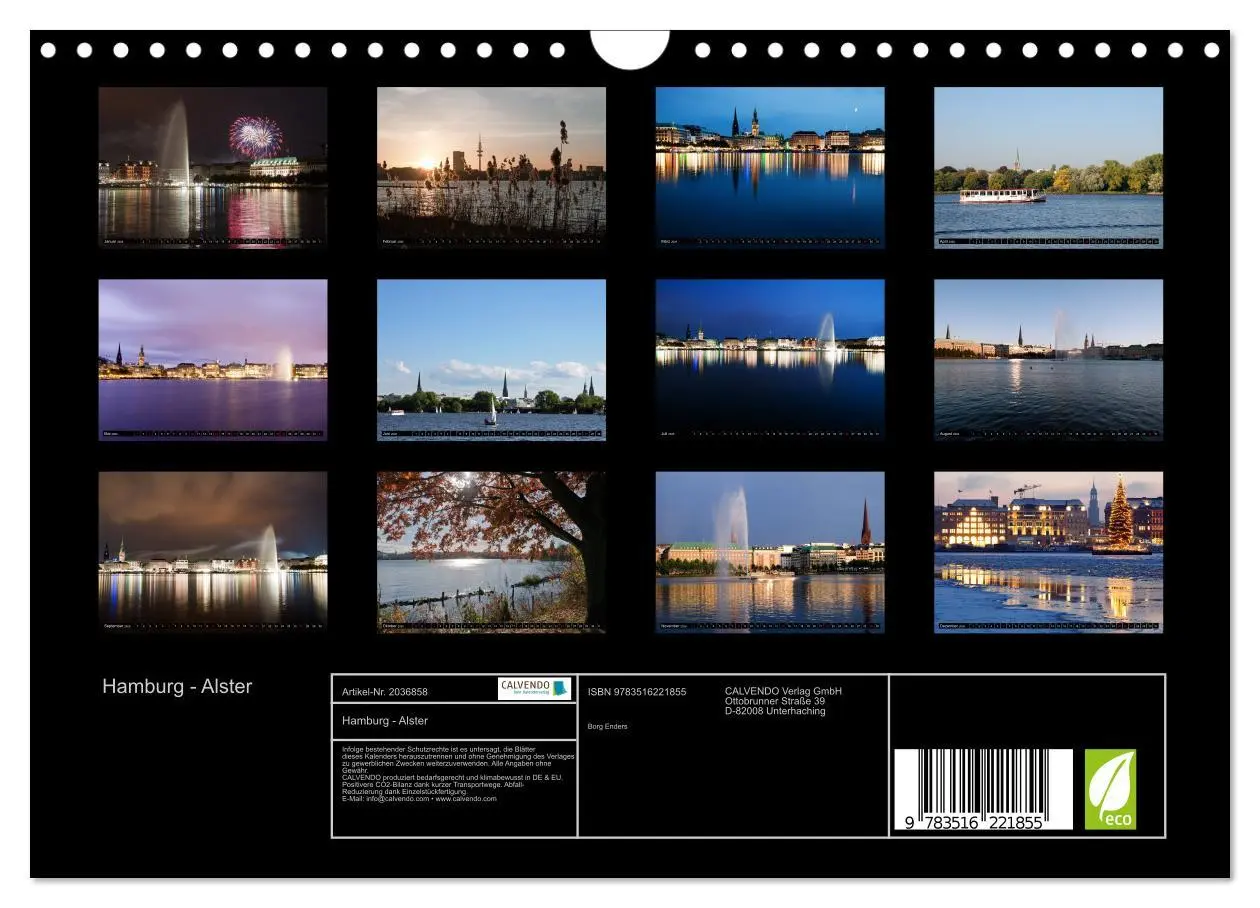 Bild: 9783516221855 | Hamburg - Alster (Wandkalender 2026 DIN A4 quer), CALVENDO...