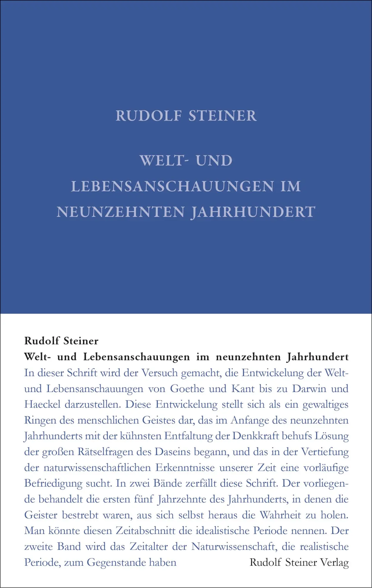 Cover: 9783727401855 | Welt- und Lebensanschauungen im neunzehnten Jahrhundert | Steiner
