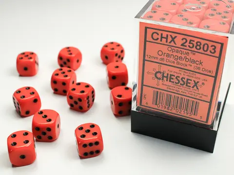 Cover: 601982021955 | Opaque 12mm d6 Orange/black Dice Block™ (36 dice) | deutsch | Chessex