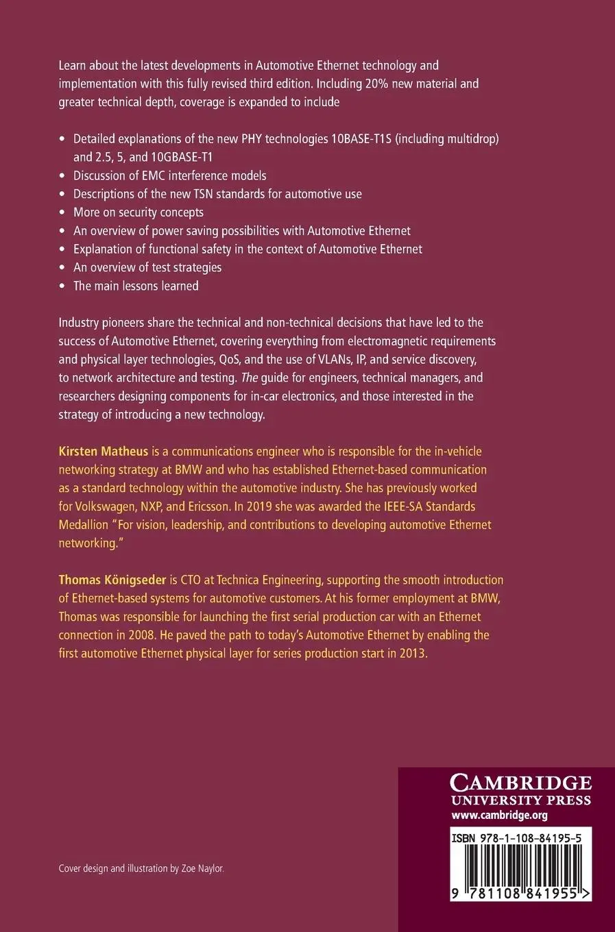 Rückseite: 9781108841955 | Automotive Ethernet | Kirsten Matheus (u. a.) | Buch | Gebunden | 2021