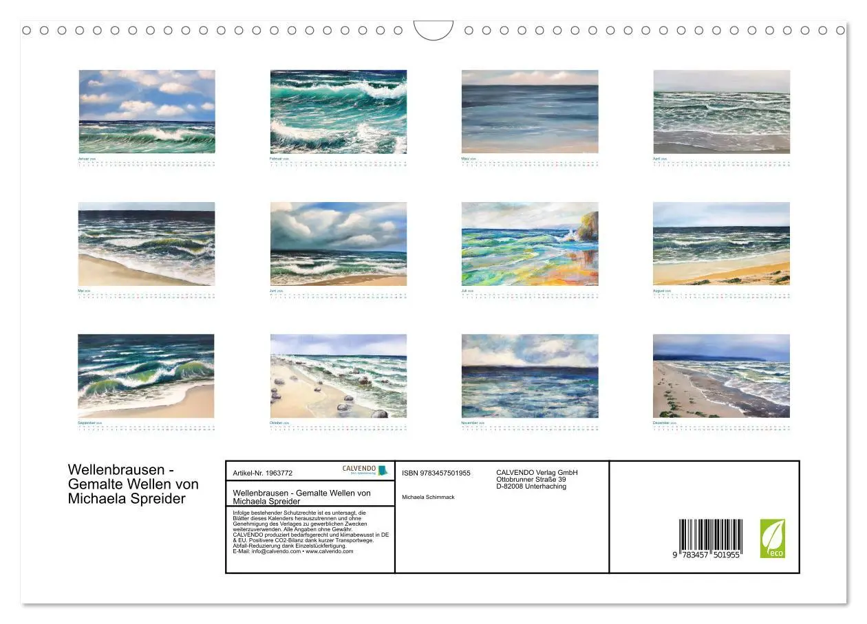Bild: 9783457501955 | Wellenbrausen - Gemalte Wellen von Michaela Spreider (Wandkalender...