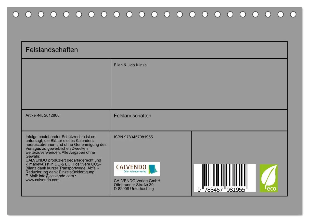 Bild: 9783457981955 | Felslandschaften (Tischkalender 2026 DIN A5 quer), CALVENDO...