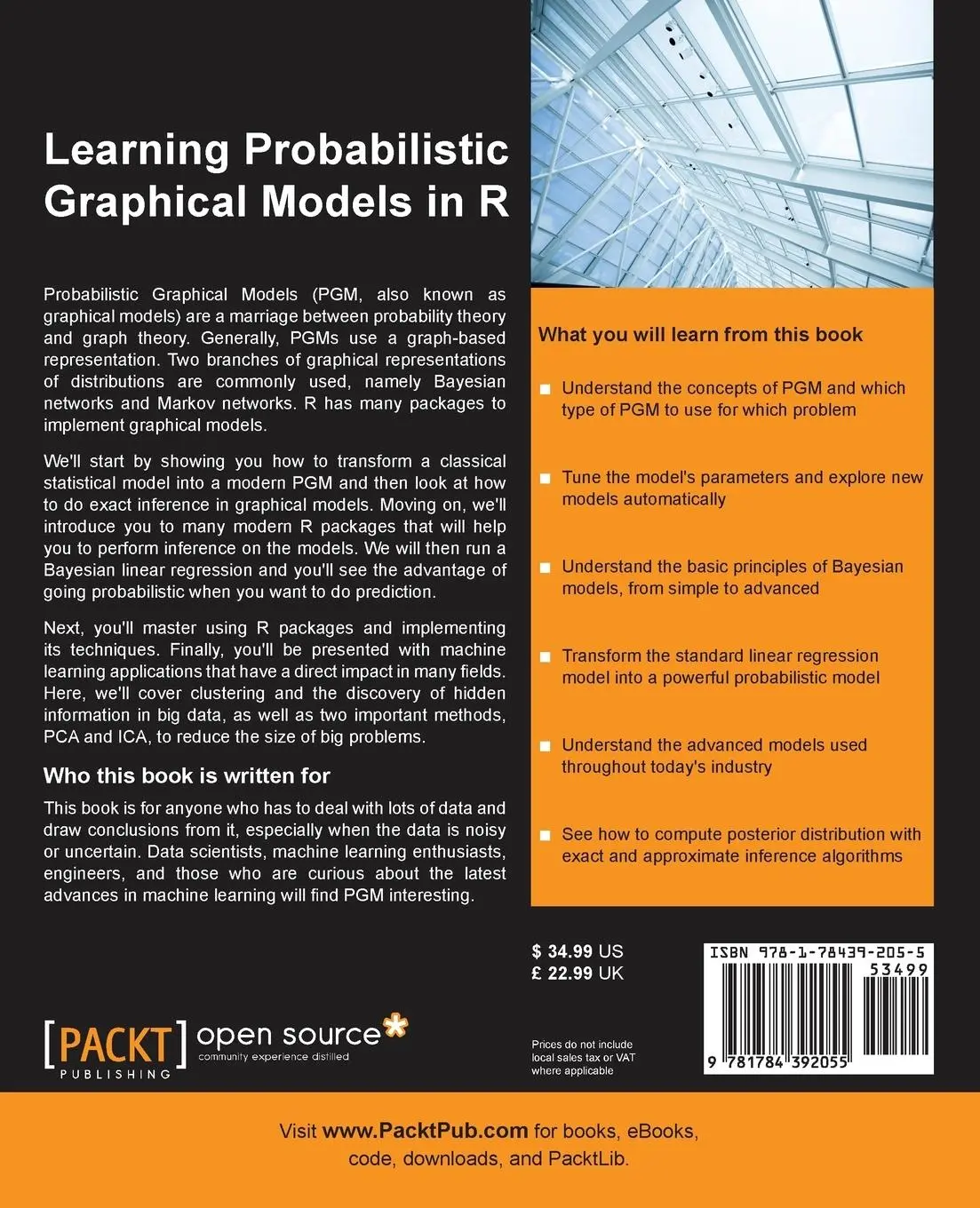 Rückseite: 9781784392055 | Learning Probabilistic Graphical Models in R | David Bellot | Buch
