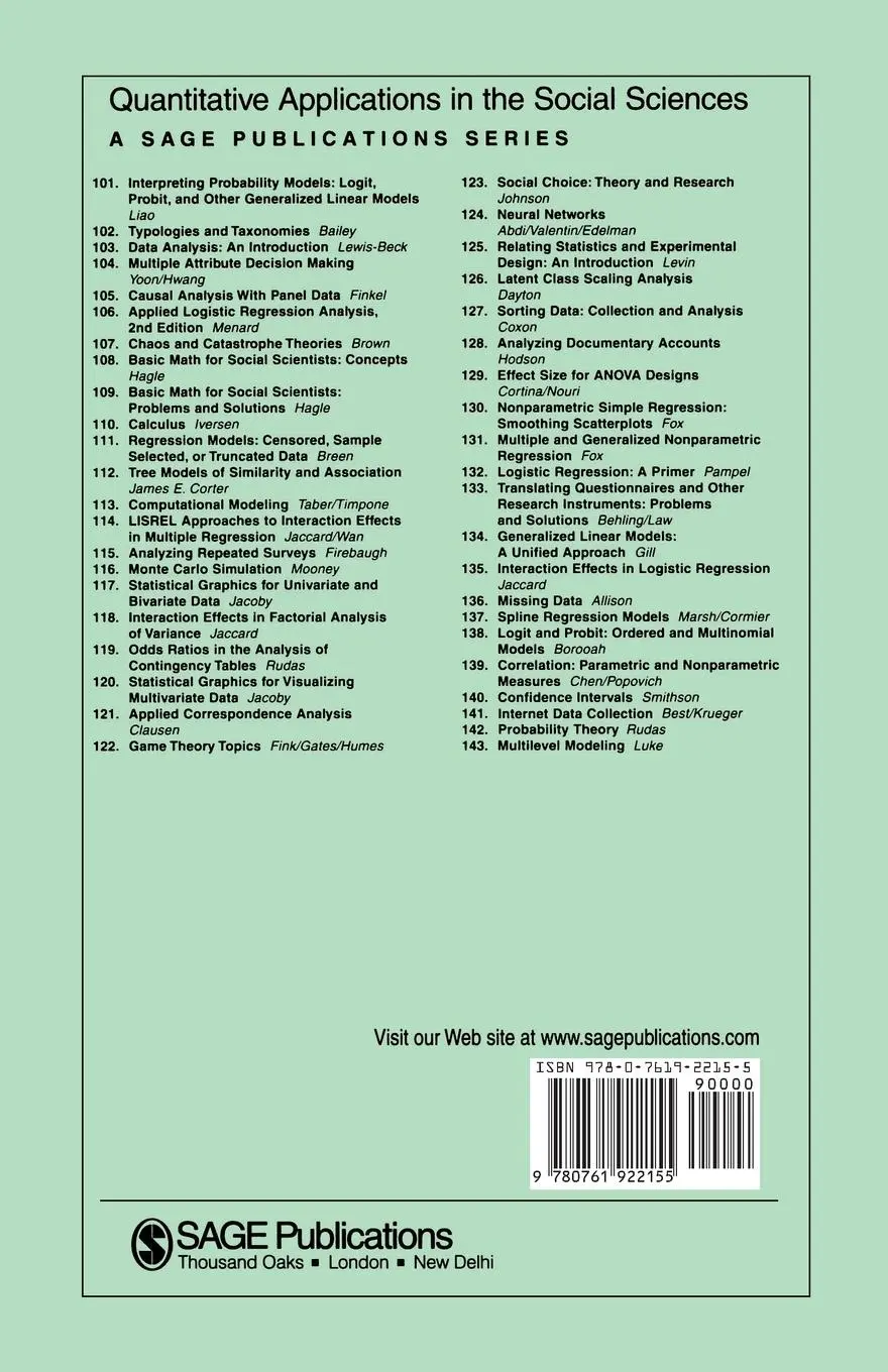 Rückseite: 9780761922155 | Cohort Analysis | Norval D. Glenn | Taschenbuch | Englisch | 2005