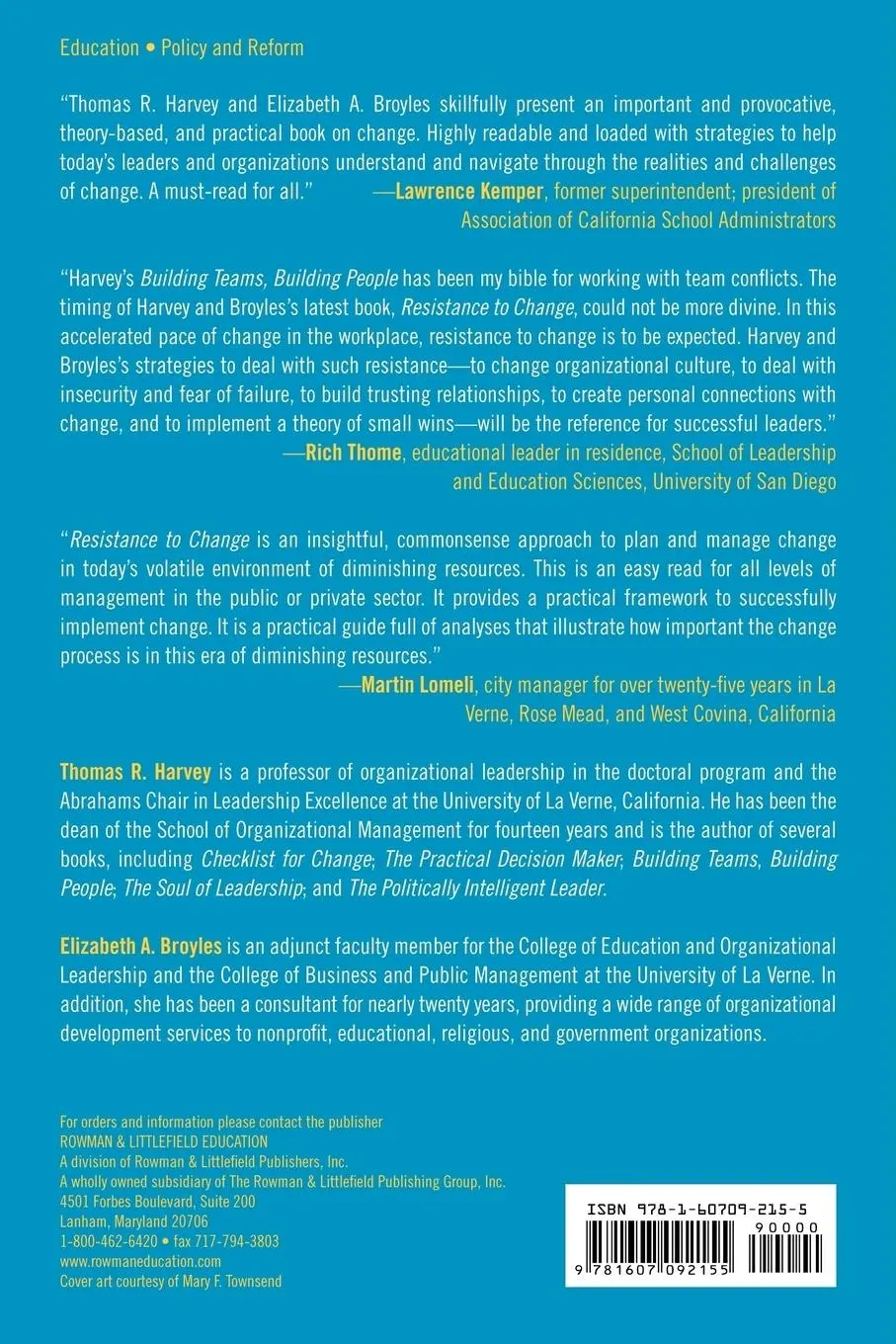 Rückseite: 9781607092155 | Resistance to Change | A Guide to Harnessing Its Positive Power | Buch