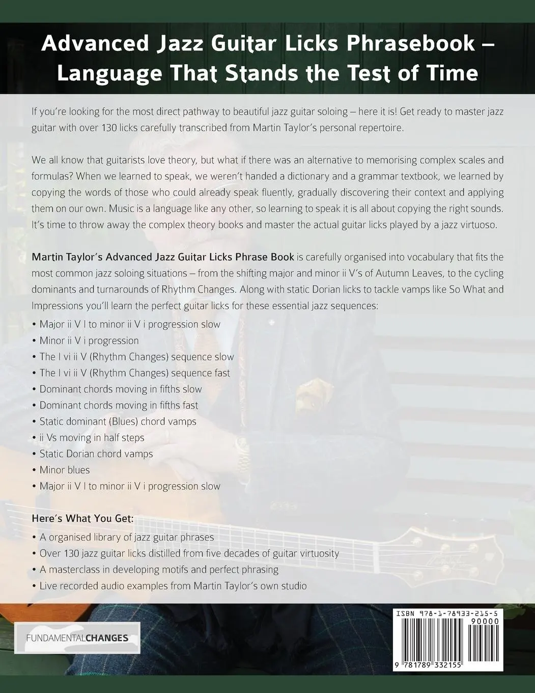 Rückseite: 9781789332155 | Martin Taylor's Advanced Jazz Guitar Licks Phrase Book | Taschenbuch
