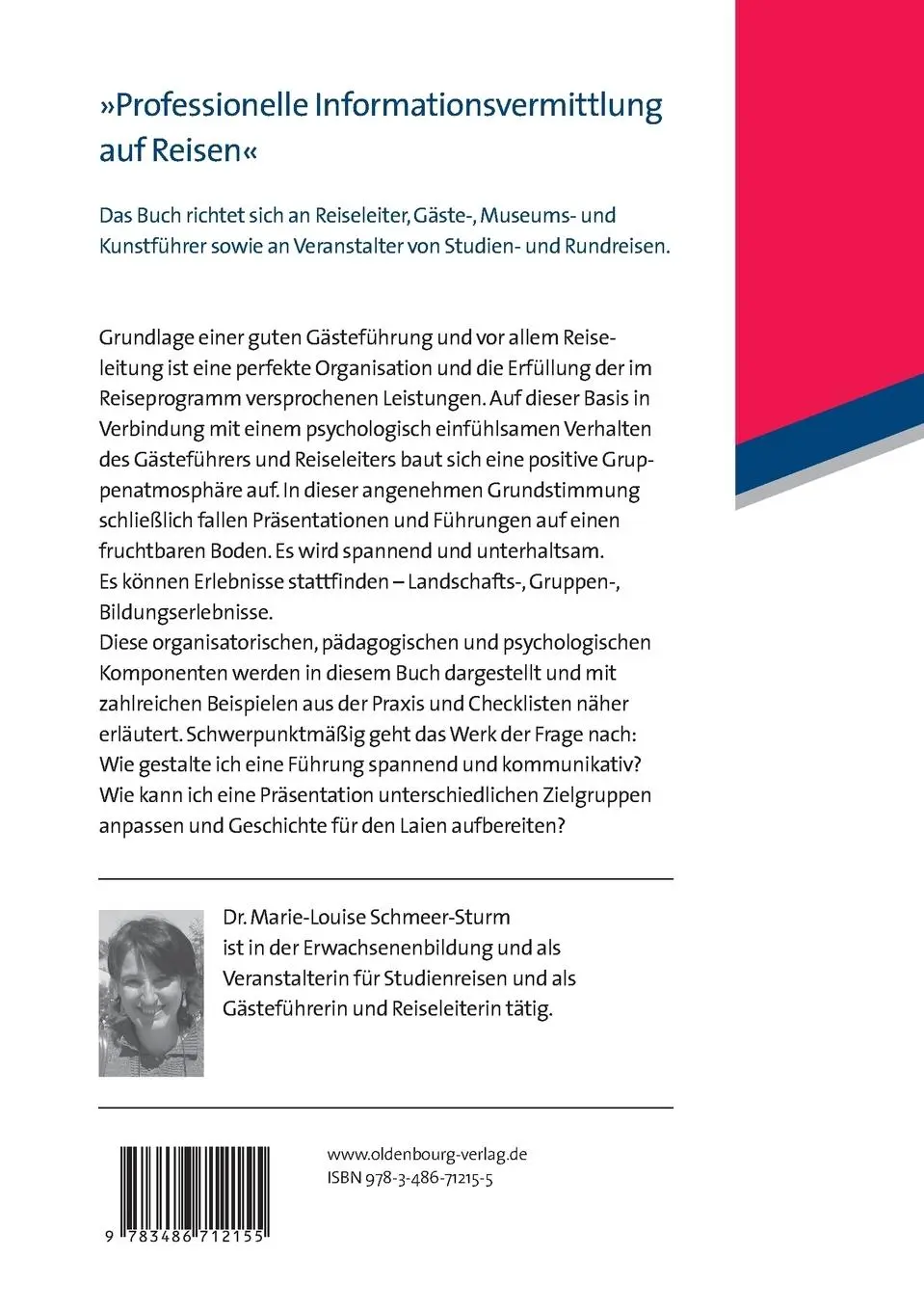Rückseite: 9783486712155 | Reiseleitung und Gästeführung | Marie-Louise Schmeer-Sturm | Buch | IX