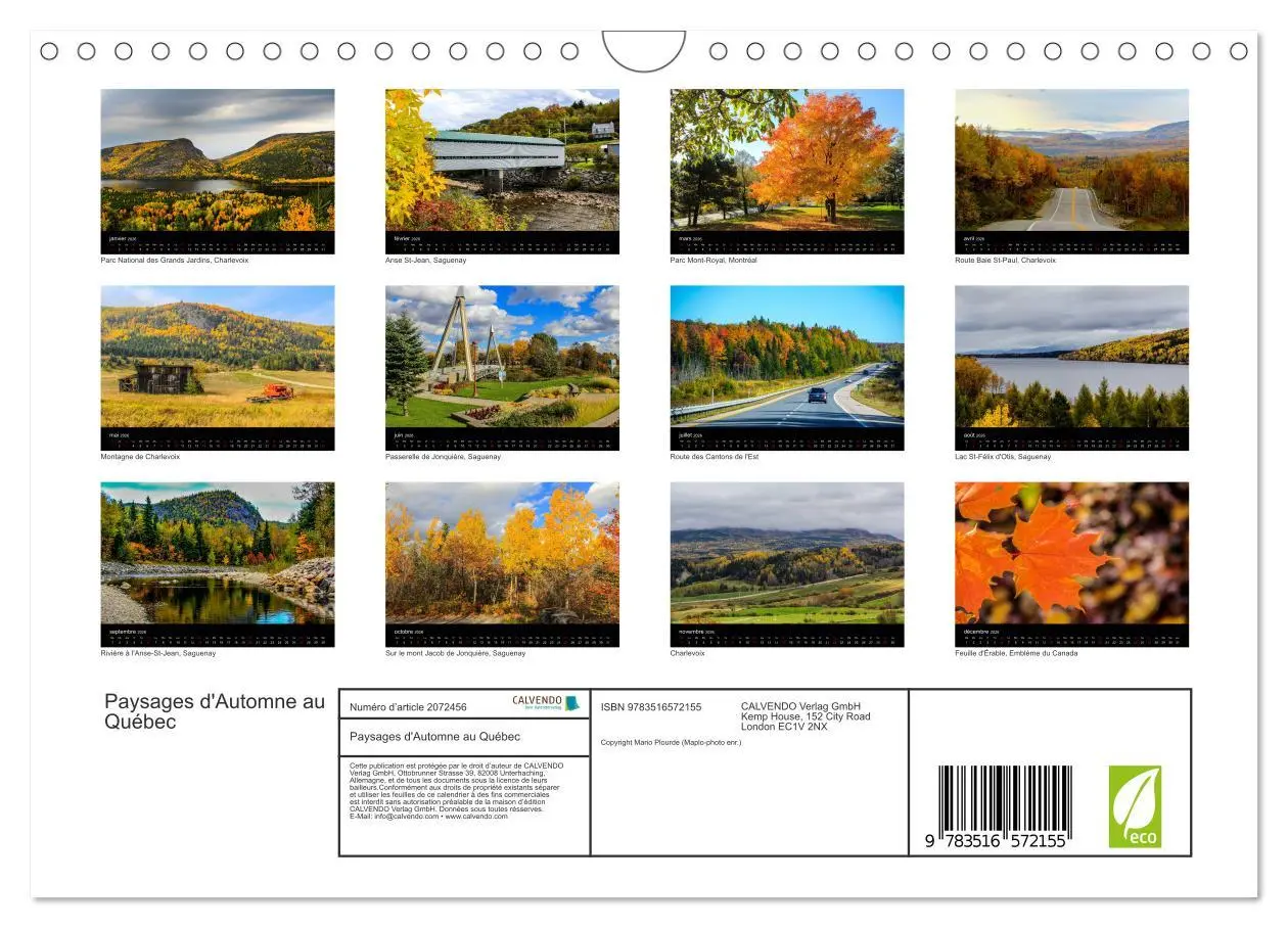 Bild: 9783516572155 | Paysages d'Automne au Québec (Calendrier mural 2026 DIN A4...
