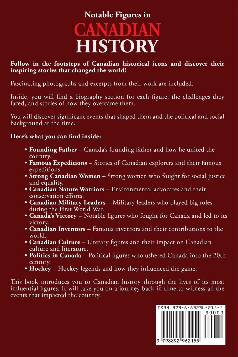 Rückseite: 9798892962155 | Notable Figures in Canadian History | Ahoy Publications | Taschenbuch