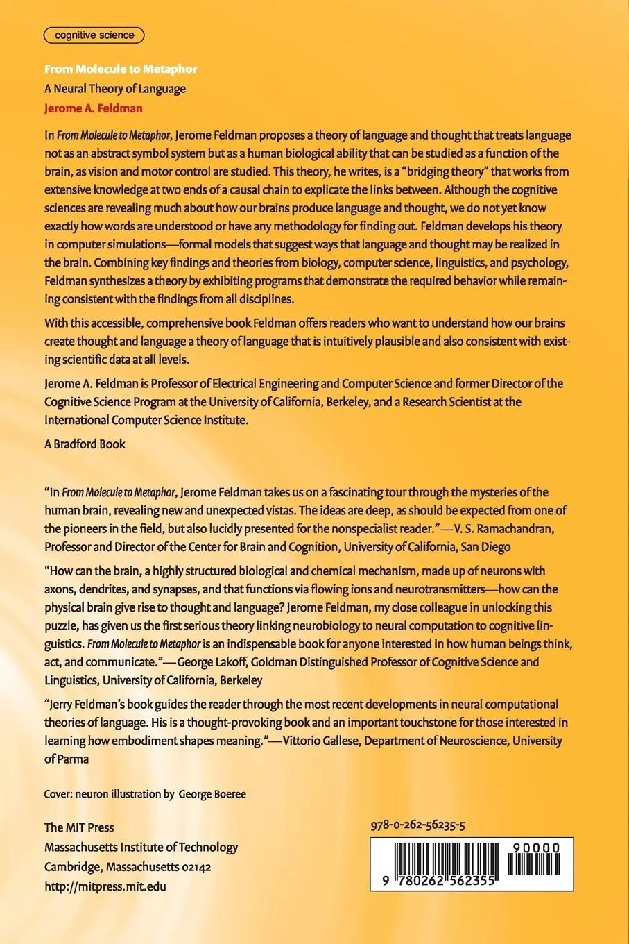 Rückseite: 9780262562355 | From Molecule to Metaphor | A Neural Theory of Language | Feldman