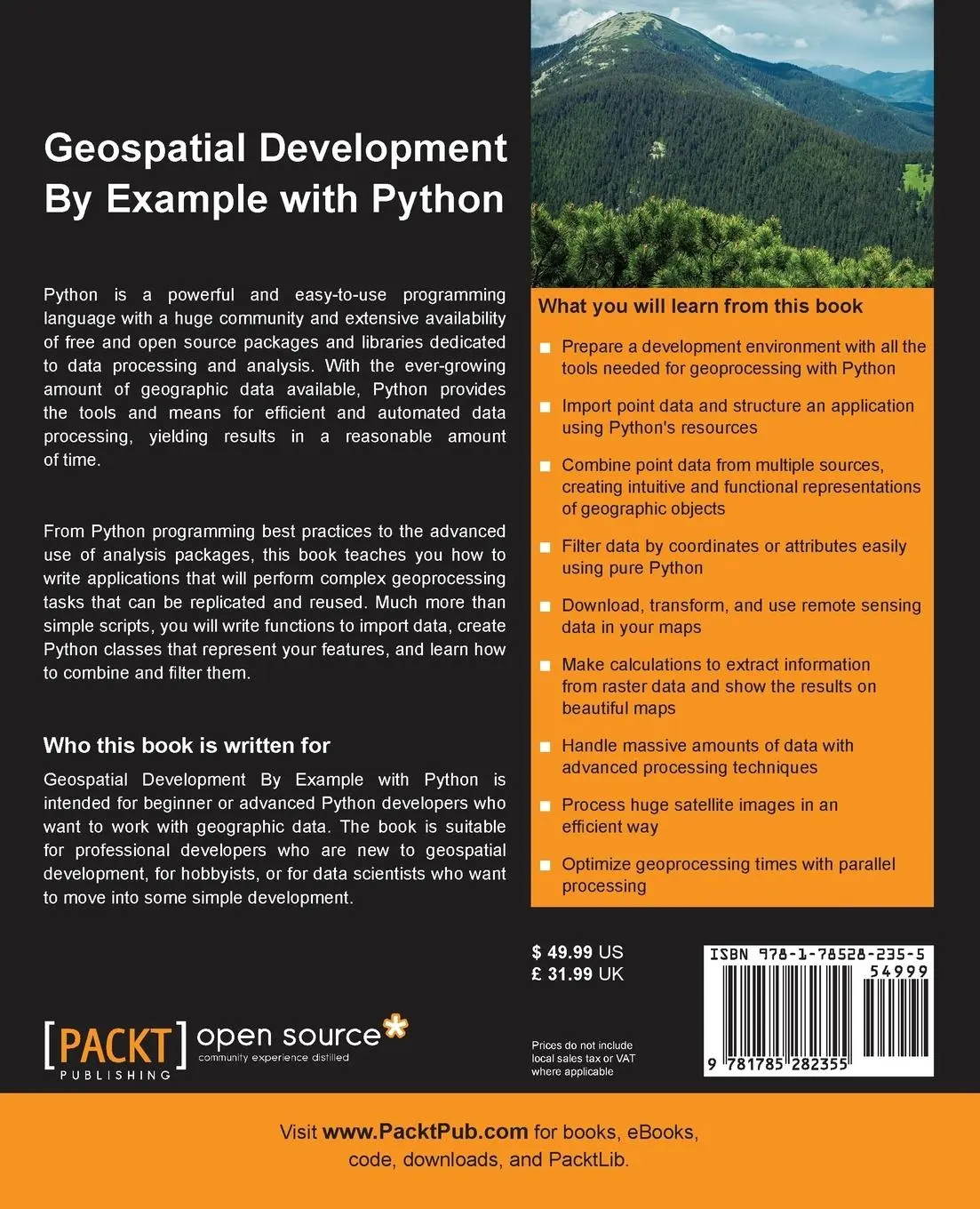 Rückseite: 9781785282355 | Geospatial Development By Example with Python | Pablo Carreira | Buch