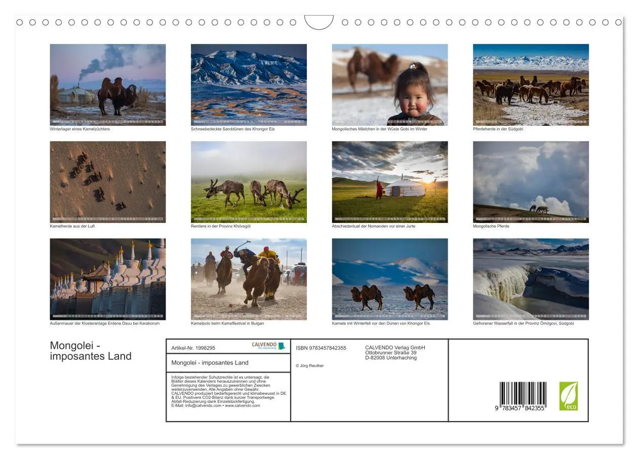 Bild: 9783457842355 | Mongolei - imposantes Land (Wandkalender 2026 DIN A3 quer),...