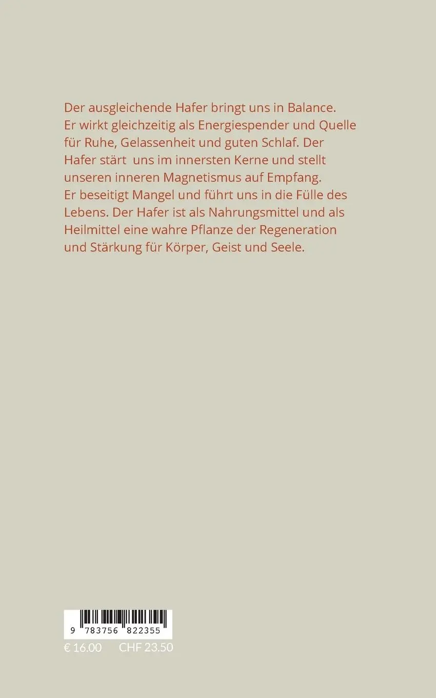 Rückseite: 9783756822355 | Hafer - Avena sativa | Matthias Felder | Taschenbuch | 132 S. | 2023