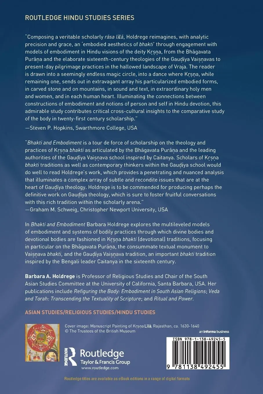 Rückseite: 9781138492455 | Bhakti and Embodiment | Barbara A. Holdrege | Taschenbuch | Englisch