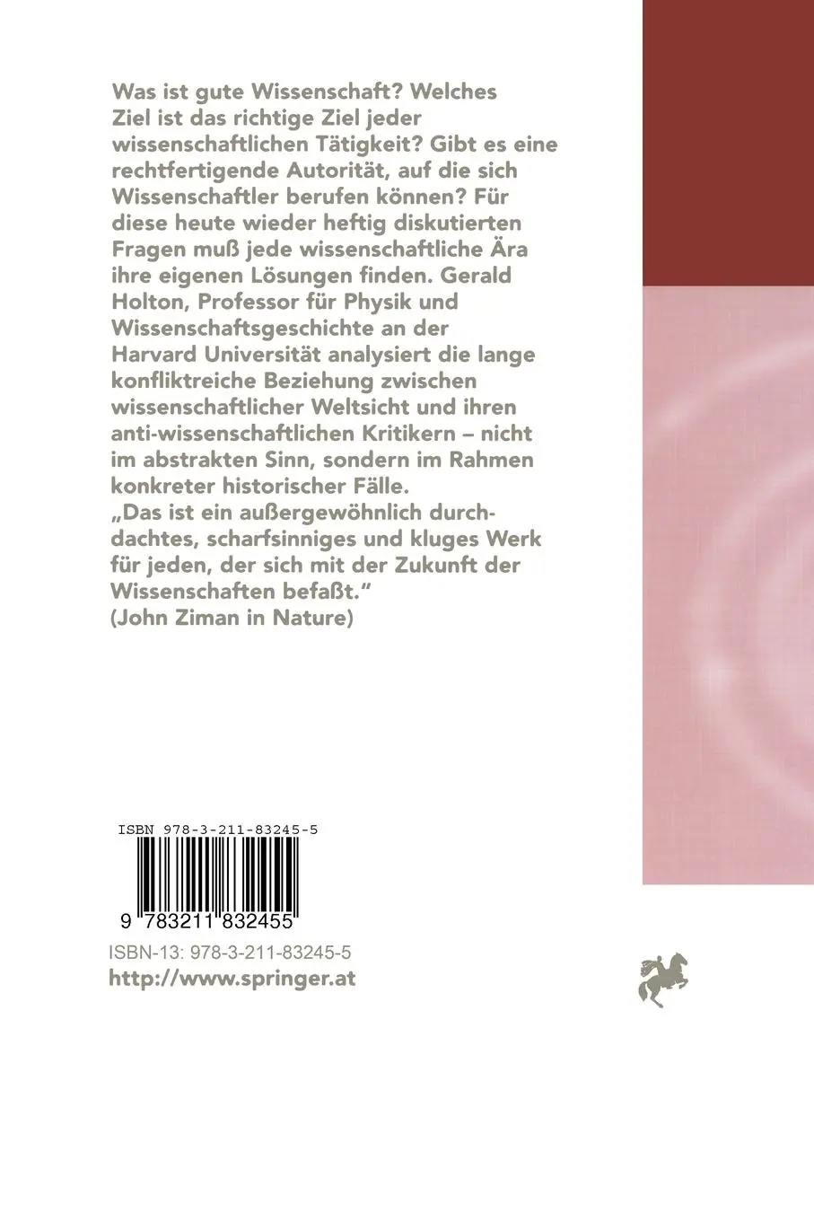Rückseite: 9783211832455 | Wissenschaft und Anti-Wissenschaft | Gerald Holton | Taschenbuch | vii