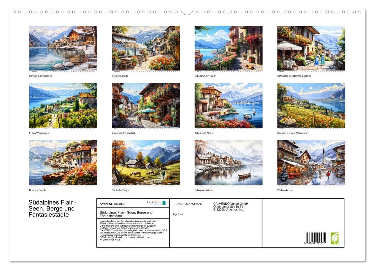 Bild: 9783457512555 | Südalpines Flair - Seen, Berge und Fantasiestädte (Wandkalender...