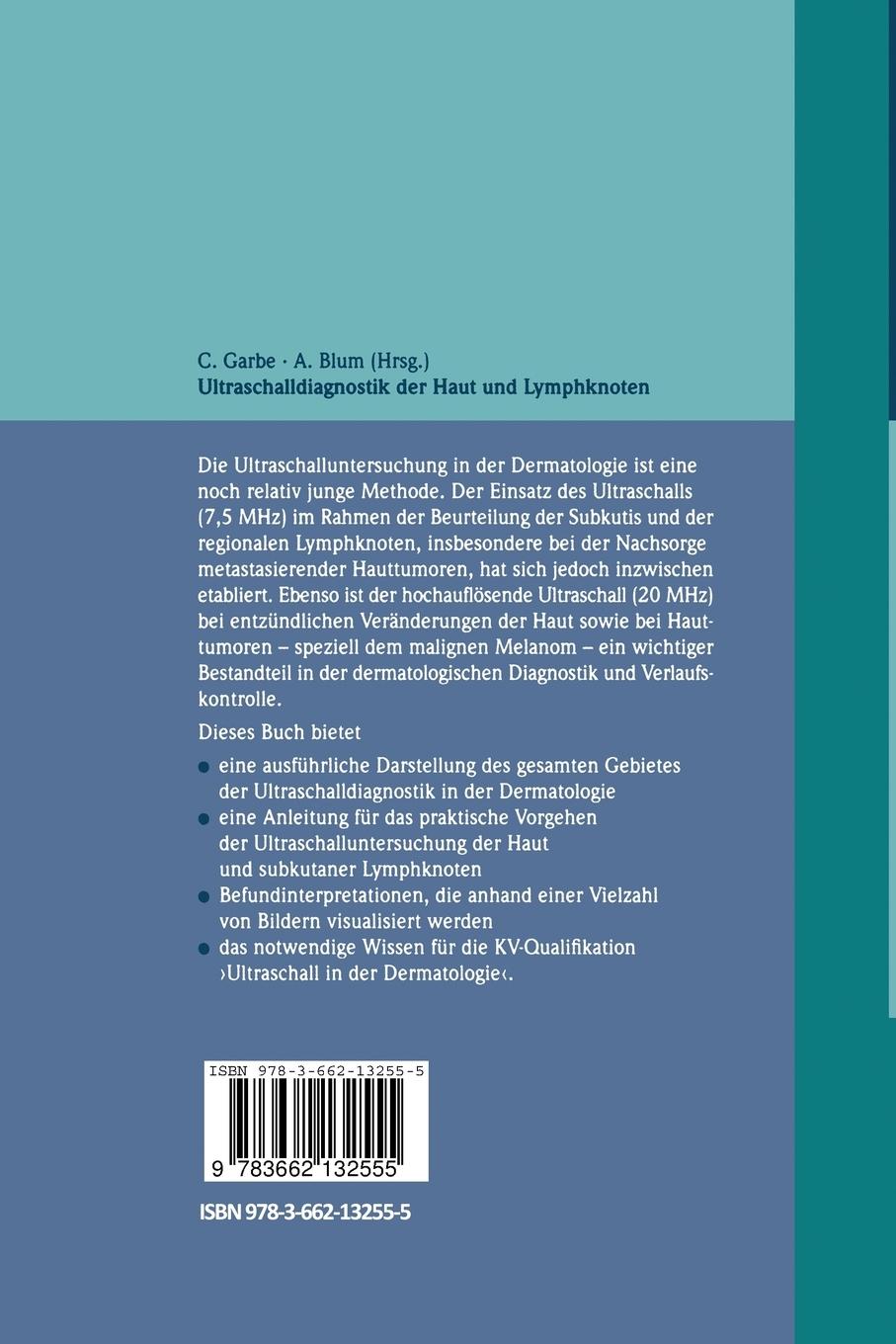 Rückseite: 9783662132555 | Ultraschalldiagnostik der Haut und Lymphknoten | Andreas Blum (u. a.)