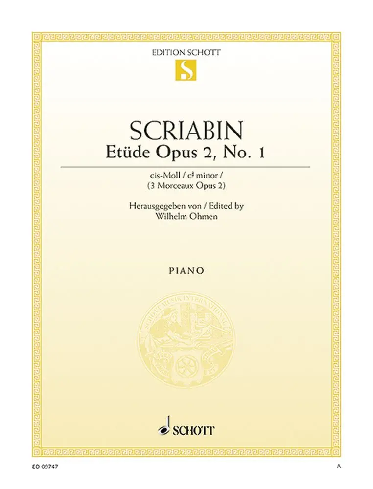 Cover: 9790001092555 | Etude 1 Cis Opus 2 | Alexander Nikolajewitsch Skrjabin | Buch | 1987