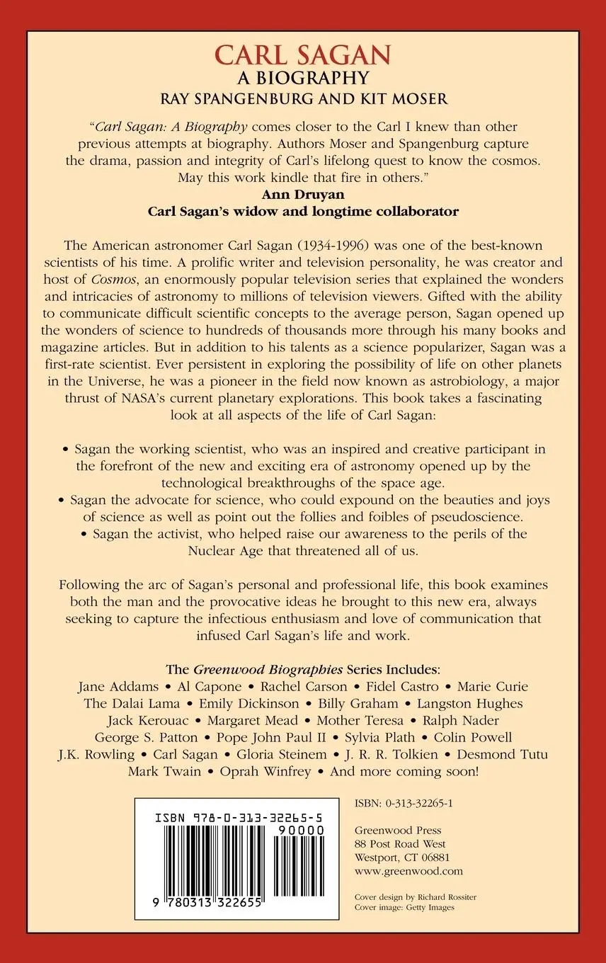 Rückseite: 9780313322655 | Carl Sagan | A Biography | Ray Spangenburg (u. a.) | Buch | Englisch