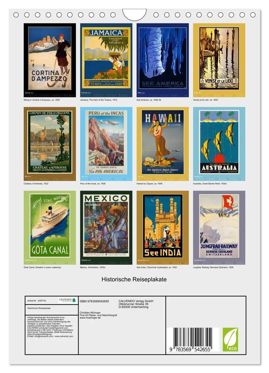 Bild: 9783569542655 | Historische Reiseplakate (Wandkalender 2027 DIN A4 hoch), CALVENDO...