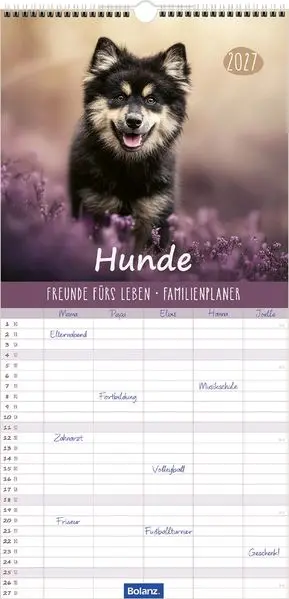 Cover: 9783690222655 | Familienplaner Hunde - Freunde fürs leben 2027 | Bolanz Verlag | 14 S.