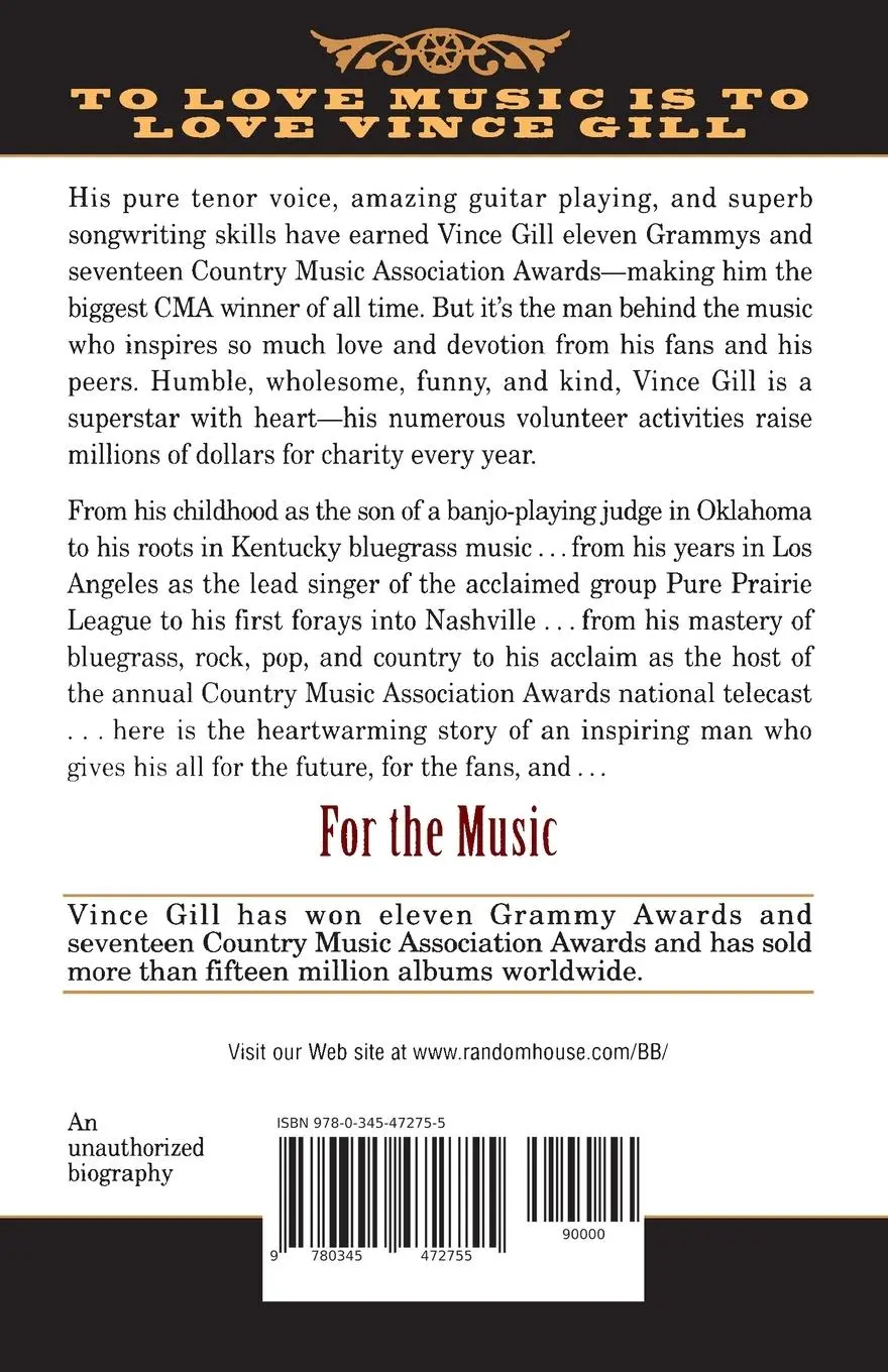 Rückseite: 9780345472755 | For the Music | The Vince Gill Story | Jo Sgammato | Taschenbuch