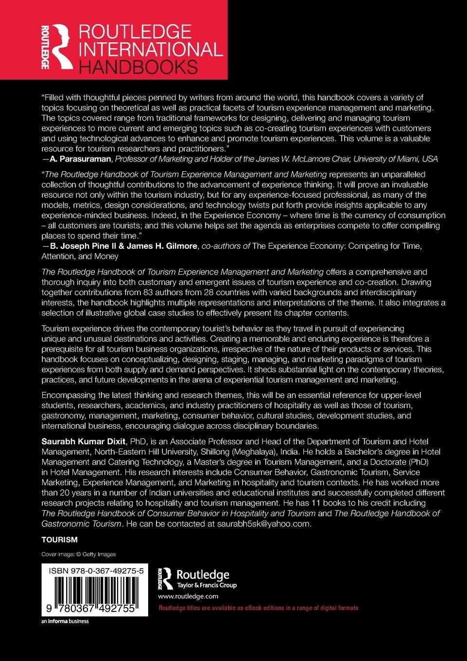 Rückseite: 9780367492755 | The Routledge Handbook of Tourism Experience Management and Marketing