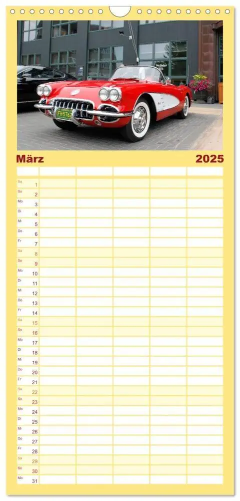 Bild: 9783457112755 | Familienplaner 2025 - Ami Schlitten mit 5 Spalten (Wandkalender, 21...