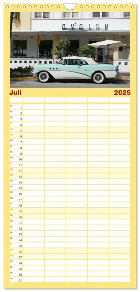 Bild: 9783457112755 | Familienplaner 2025 - Ami Schlitten mit 5 Spalten (Wandkalender, 21...