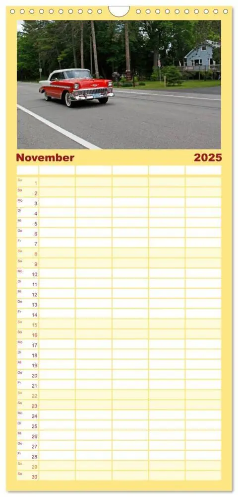 Bild: 9783457112755 | Familienplaner 2025 - Ami Schlitten mit 5 Spalten (Wandkalender, 21...