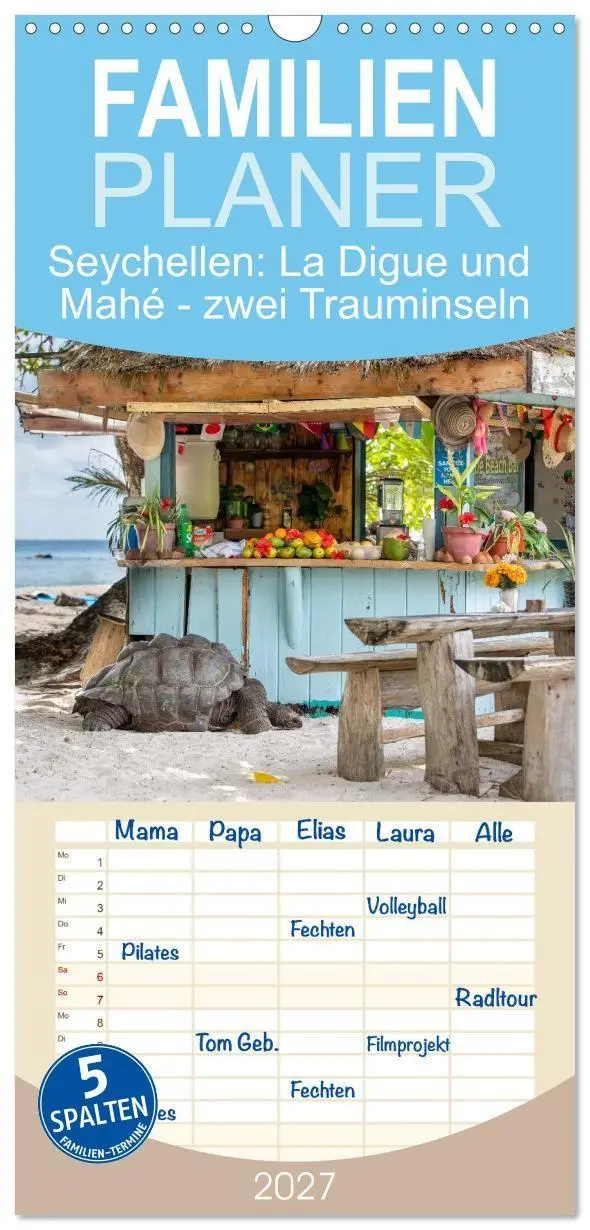 Cover: 9783516822755 | Familienplaner 2027 - Seychellen: La Digue und Mahé - zwei...