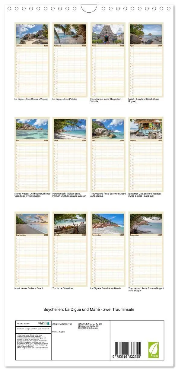 Bild: 9783516822755 | Familienplaner 2027 - Seychellen: La Digue und Mahé - zwei...
