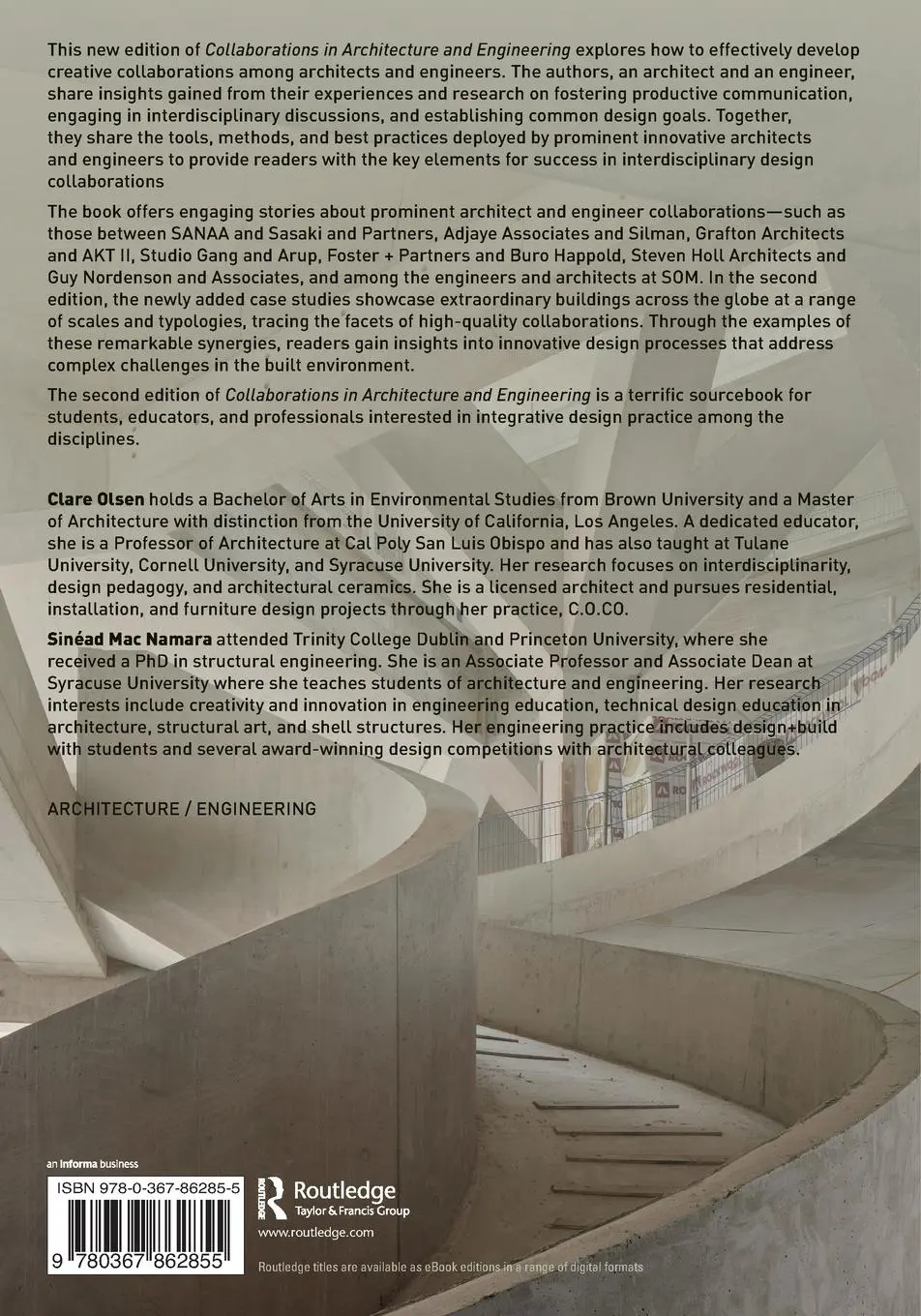 Rückseite: 9780367862855 | Collaborations in Architecture and Engineering | Clare Olsen (u. a.)
