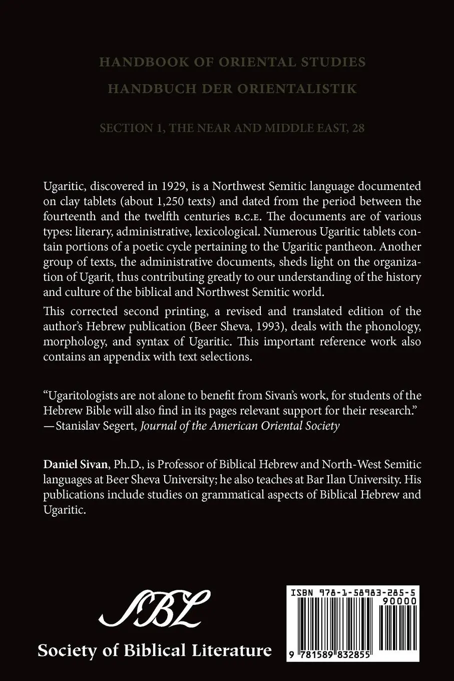 Rückseite: 9781589832855 | A Grammar of the Ugaritic Language | Daniel Sivan | Taschenbuch | 2008