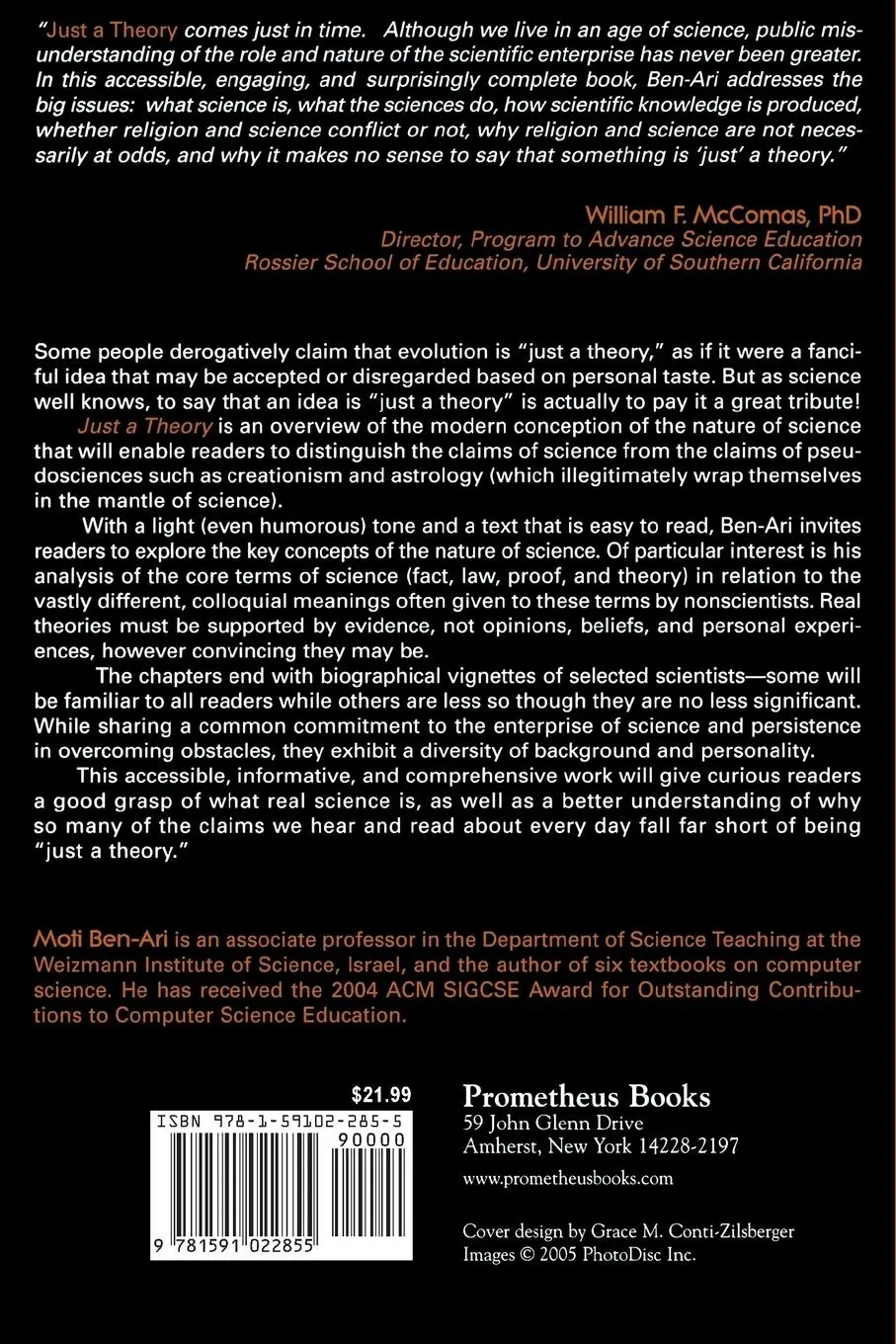 Rückseite: 9781591022855 | Just A Theory | Exploring The Nature Of Science | Moti Ben-Ari | Buch