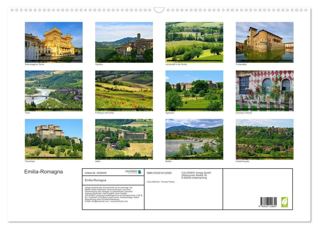 Bild: 9783516122855 | Emilia-Romagna (Wandkalender 2026 DIN A2 quer), CALVENDO...