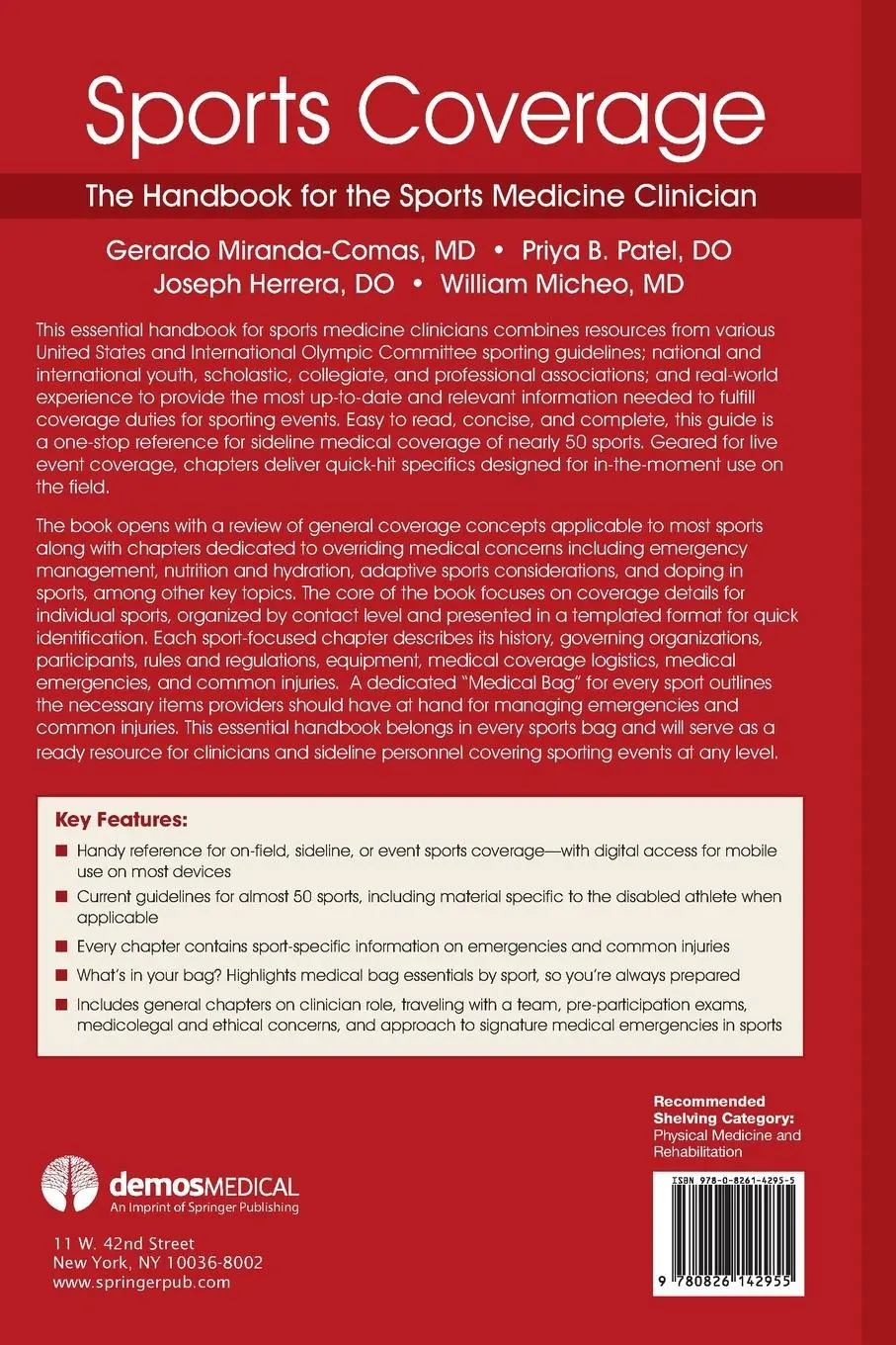 Rückseite: 9780826142955 | Sports Coverage | The Handbook for the Sports Medicine Clinician