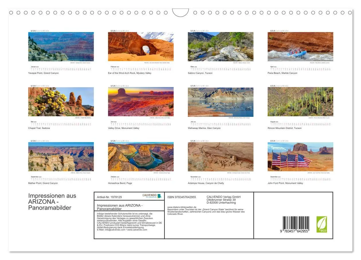 Bild: 9783457642955 | Impressionen aus ARIZONA - Panoramabilder (Wandkalender 2026 DIN A3...