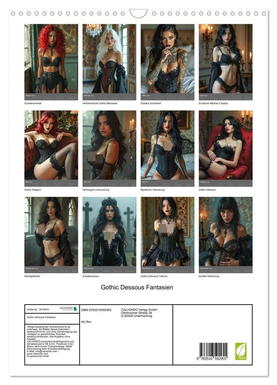 Bild: 9783516592955 | Gothic Dessous Fantasien (Wandkalender 2026 DIN A3 hoch), CALVENDO...