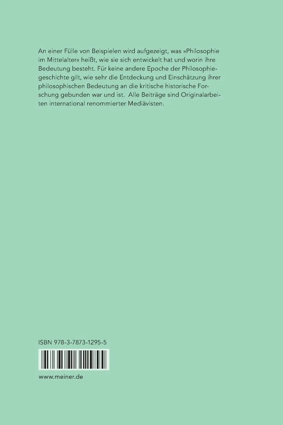 Rückseite: 9783787312955 | Philosophie im Mittelalter | Entwicklungslinien und Paradigmen | Buch